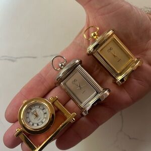 3 new Gold and Silver Miniature Clock Set